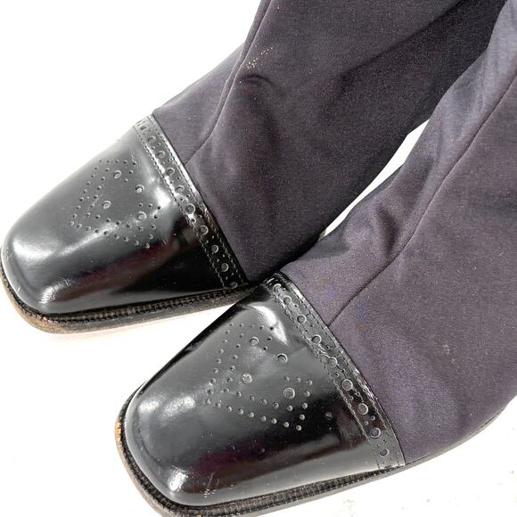 Bruno Magli Oxford Ankle Boots 9 39 Black Leather Academia Prep Whimsigoth Heel - Picture 4 of 7